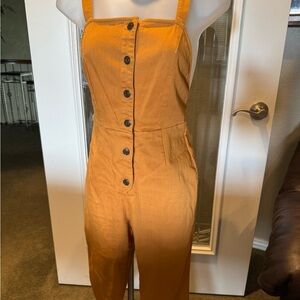 Sage Women's Mustard Button-Front Jumpsuit Sz XS
